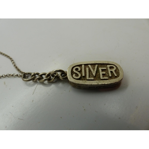 127 - Hallmarked silver ingot pendant on a 925 silver chain, L: 60 cm. UK P&P Group 1 (£16+VAT for the fir... 