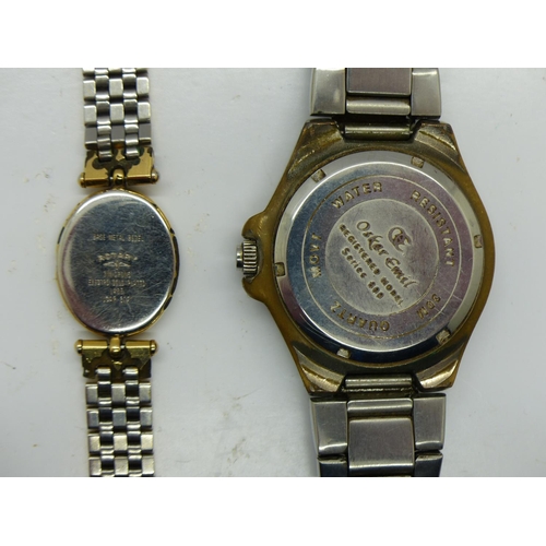 164 - Two wristwatches, Oskar Emil and Rotary, requires batteries. UK P&P Group 1 (£16+VAT for the first l... 