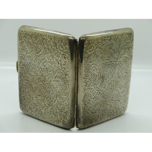 176 - Hallmarked silver card case, 62g. UK P&P Group 1 (£16+VAT for the first lot and £2+VAT for subsequen... 