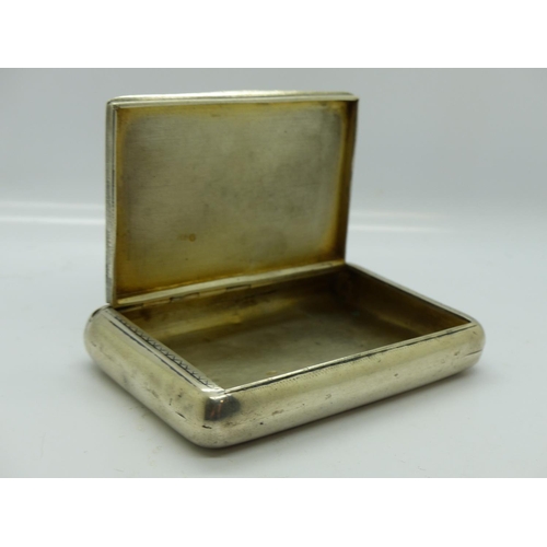 180 - Russian silver table snuff box with Niello architectural decoration, 105 x 70 mm, 137g. UK P&P Group... 