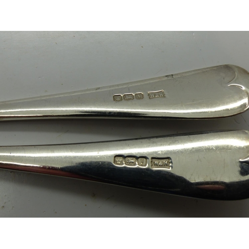 187 - Two hallmarked silver Walker & Hall serving spoons, 156g. UK P&P Group 1 (£16+VAT for the first lot ... 