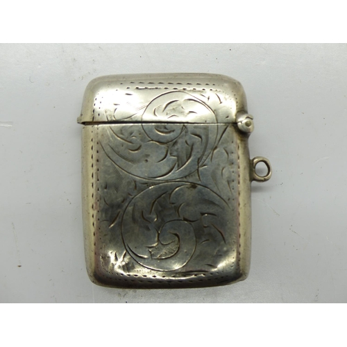 203 - Hallmarked silver vesta case, Birmingham assay, 17g. UK P&P Group 0 (£6+VAT for the first lot and £1... 