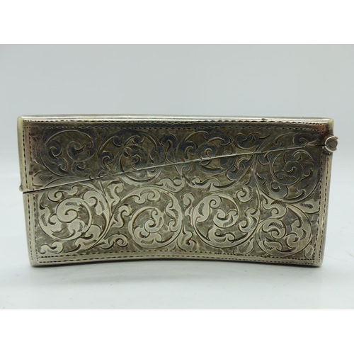 206 - Hallmarked silver card case, Birmingham assay, 34g. UK P&P Group 1 (£16+VAT for the first lot and £2... 