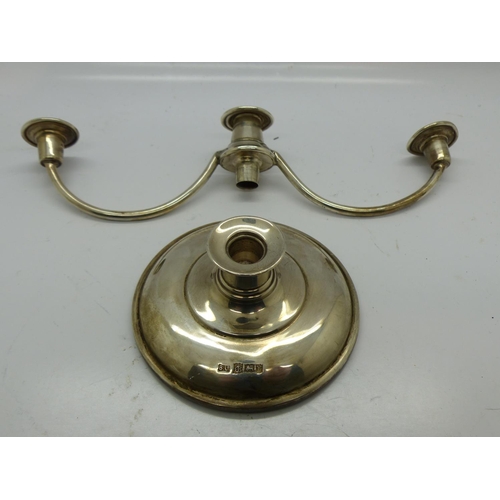 207 - Hallmarked silver three sconce candelabra, Birmingham assay, L: 18 cm. UK P&P Group 1 (£16+VAT for t... 