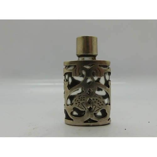 213 - 925 silver overlay scent bottle, H: 51 mm. UK P&P Group 1 (£16+VAT for the first lot and £2+VAT for ... 