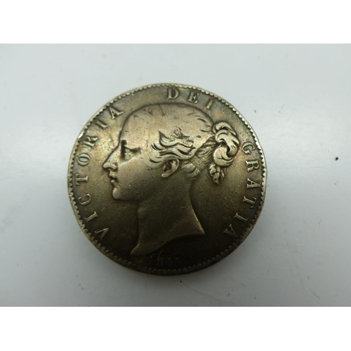 217 - Victoria 1845 silver Crown. UK P&P Group 0 (£6+VAT for the first lot and £1+VAT for subsequent lots)