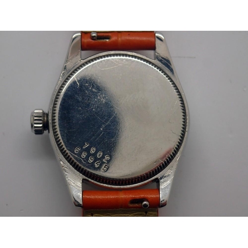 169 - TUDOR: Midi Oyster automatic wristwatch, steel cased with silvered dial on replacement leather strap... 