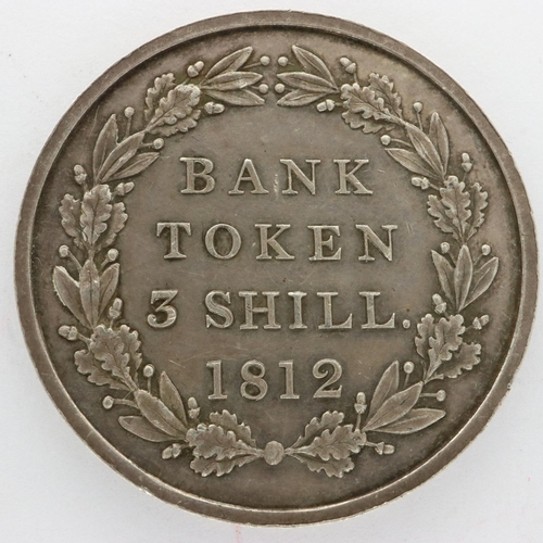 2085A - 1812 silver three shilling Bank Token of George III, high grade. P&P Group 0 (£5+VAT for the first l... 