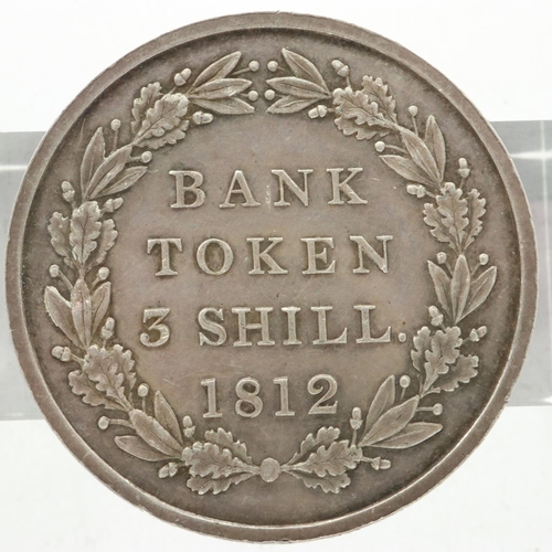 2085A - 1812 silver three shilling Bank Token of George III, high grade. P&P Group 0 (£5+VAT for the first l... 