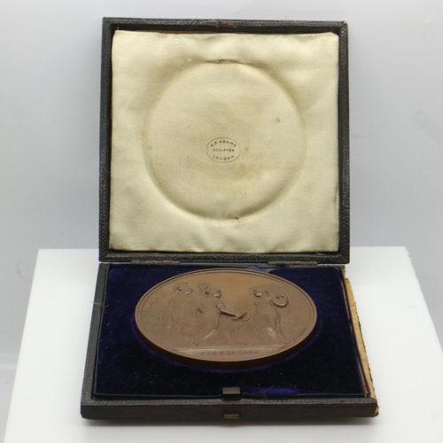 2002 - George I visit to the City of London table commemorative, copper medal, 1880, by G G Adams, struck f... 