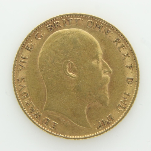 2020 - 1908 gold half sovereign of Edward VII. UK P&P Group 0 (£6+VAT for the first lot and £1+VAT for subs... 