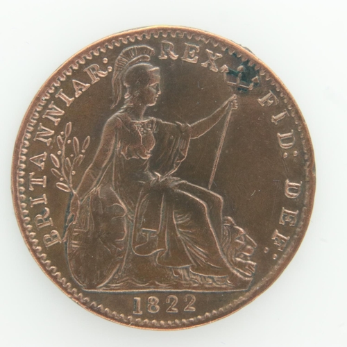 2023 - 1822 - Copper Farthing of George IV - nEF grade, some scratches. UK P&P Group 0 (£6+VAT for the firs... 