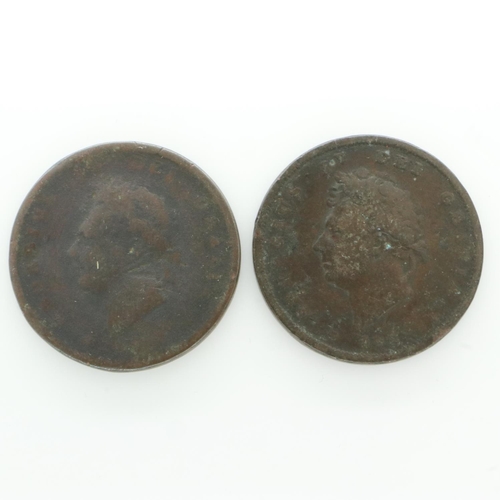 2027 - Two large pennies of George IV - circulated. UK P&P Group 0 (£6+VAT for the first lot and £1+VAT for... 