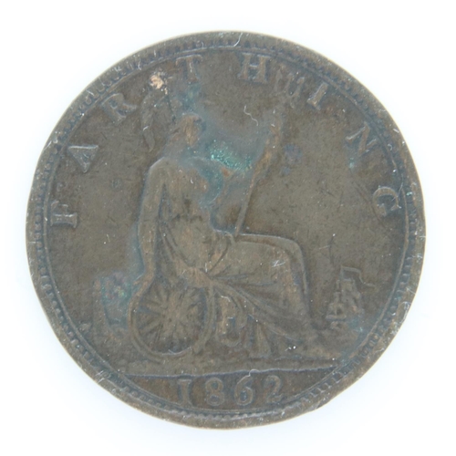 2031 - 1862 farthing of Queen Victoria. UK P&P Group 0 (£6+VAT for the first lot and £1+VAT for subsequent ... 