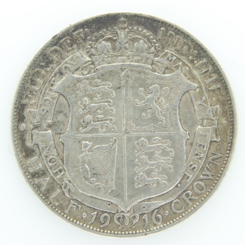 2049 - 1916 silver half crown of George V - gVF grade, UK P&P Group 0 (£6+VAT for the first lot and £1+VAT ... 