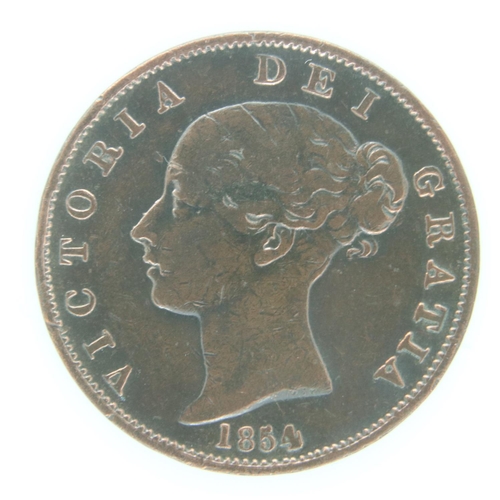 2057 - 1854 halfpenny of Queen Victoria - aVF grade. UK P&P Group 0 (£6+VAT for the first lot and £1+VAT fo... 