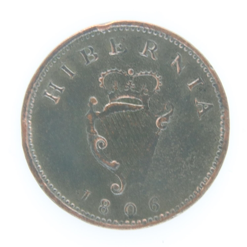 2069 - 1806 - Hibernia farthing of George III - nVF grade. UK P&P Group 0 (£6+VAT for the first lot and £1+... 