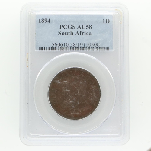 2075 - 1894 PCGS slabbed South African one penny. UK P&P Group 0 (£6+VAT for the first lot and £1+VAT for s... 