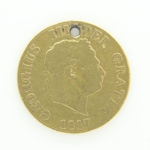 2077 - 1817 gold half guinea of George III, holed. UK P&P Group 0 (£6+VAT for the first lot and £1+VAT for ... 