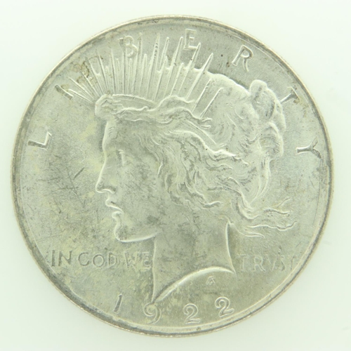 2091 - 1922 American silver peace dollar, nUNC. UK P&P Group 0 (£6+VAT for the first lot and £1+VAT for sub... 