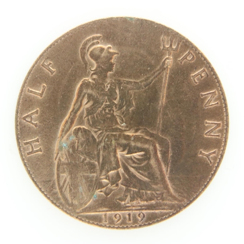 2098 - 1919 - Halfpenny of George V - strong shadow strike to EF reverse. UK P&P Group 0 (£6+VAT for the fi... 