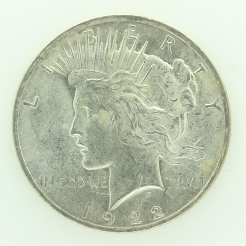 2120 - 1922 American silver peace dollar, nUNC. UK P&P Group 0 (£6+VAT for the first lot and £1+VAT for sub... 