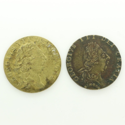 2122 - Two Guinea gambling tokens of King George III - circulated. UK P&P Group 0 (£6+VAT for the first lot... 