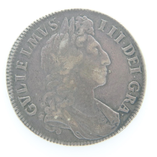 2129 - 1701 silver half crown of William III - gVF, toned. UK P&P Group 0 (£6+VAT for the first lot and £1+... 