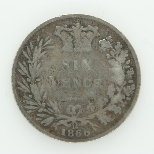 2148 - 1866 silver sixpence of Queen Victoria . UK P&P Group 0 (£6+VAT for the first lot and £1+VAT for sub... 