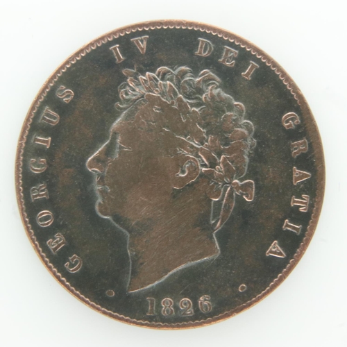 2150 - 1826 copper halfpenny of George IV - nVF grade. UK P&P Group 0 (£6+VAT for the first lot and £1+VAT ... 