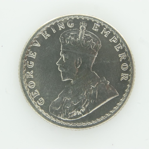 2153 - 1918 silver Quarter Rupee of George V - aEF grade. UK P&P Group 0 (£6+VAT for the first lot and £1+V... 