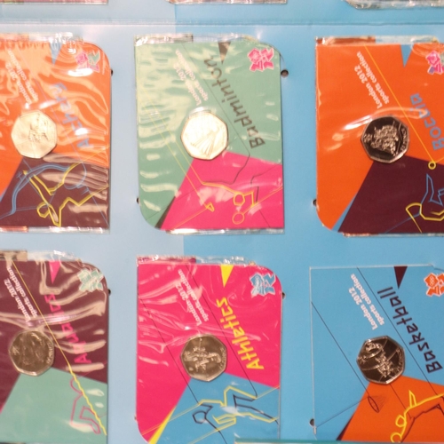 2256 - London 2012 50p uncirculated set with 2002 £2 coin set for Commonwealth games. UK P&P Group 1 (£16+V... 