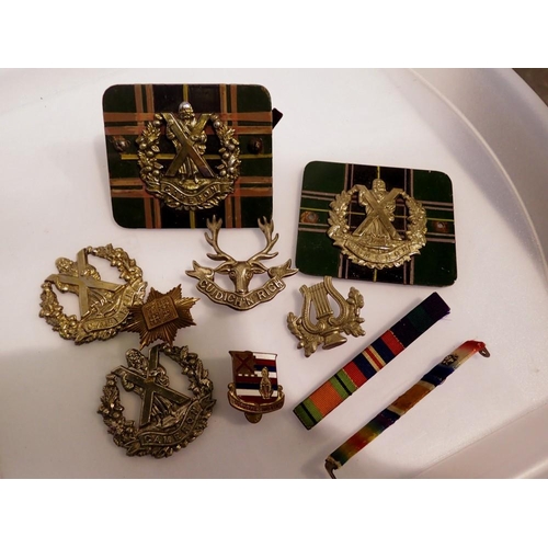 1080 - Quantity of mixed cap badges and medal ribbons. UK P&P Group 1 (£16+VAT for the first lot and £2+VAT... 