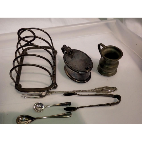 1081 - Mixed metalware and curios, including Pewter Harry Mason jug. UK P&P Group 1 (£16+VAT for the first ... 