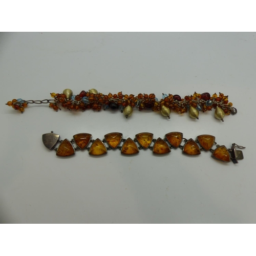 93 - Two 925 silver Baltic amber bracelets, largest L: 20 cm. UK P&P Group 1 (£16+VAT for the first lot a... 