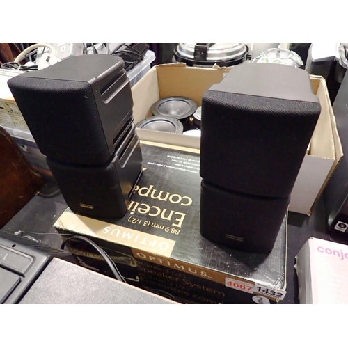 1432 - Pair of Optimus 30W speakers, swivel type, boxed. Working at lotting. not available for in-house P&P