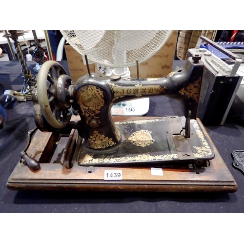 1439 - Jones sewing machine. Not available for in-house P&P