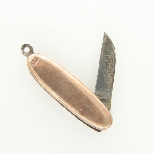 33 - 9ct gold miniature penknife charm with steel blade, 4.1g. UK P&P Group 0 (£6+VAT for the first lot a... 