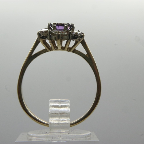 56 - 9ct gold ring set with amethyst and cubic zirconia, size P, 3.2g. UK P&P Group 0 (£6+VAT for the fir... 