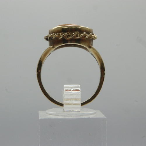 80 - 9ct gold cameo ring, size O, 5.4g. UK P&P Group 0 (£6+VAT for the first lot and £1+VAT for subsequen... 