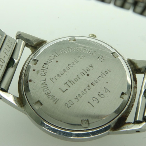 105 - GARRARD: gents wristwatch, with expanding bracelet and 1964 ICI inscription verso, not working at lo... 