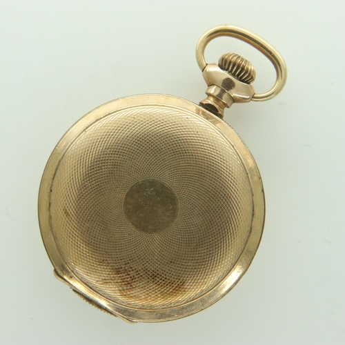 111 - WALTHAM: gold plated crown wind full hunter fob watch, not working at lotting. UK P&P Group 0 (£6+VA... 