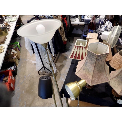 1442 - Trio of metal room lamps. All electrical items in this lot have been PAT tested for safety and have ... 