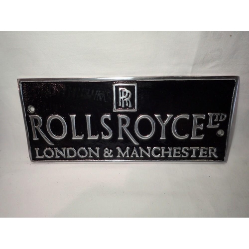 1444 - Cast iron Rolls-Royce sign. UK P&P Group 1 (£16+VAT for the first lot and £2+VAT for subsequent lots... 