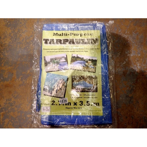 1836 - Multi purpose tarpaulin, 2.7 x 3.5 m. Not available for in-house P&P