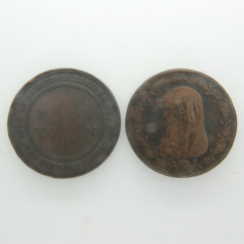 2040A - Two early milled copper tokens to include Parys Mining. UK P&P Group 0 (£6+VAT for the first lot and... 