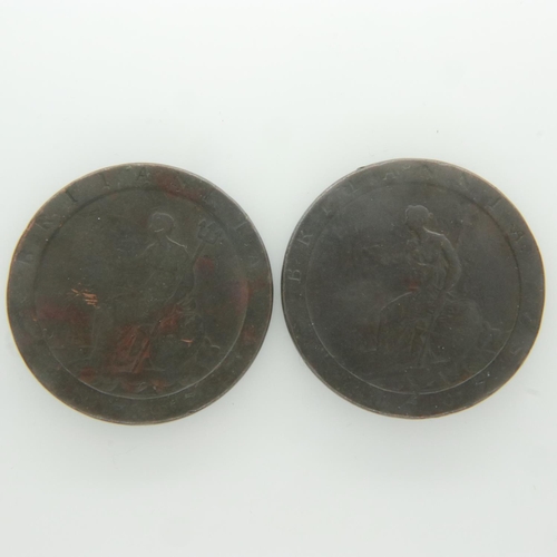 2115A - Two Georgian Cartwheel pennies - F grade. UK P&P Group 0 (£6+VAT for the first lot and £1+VAT for su... 