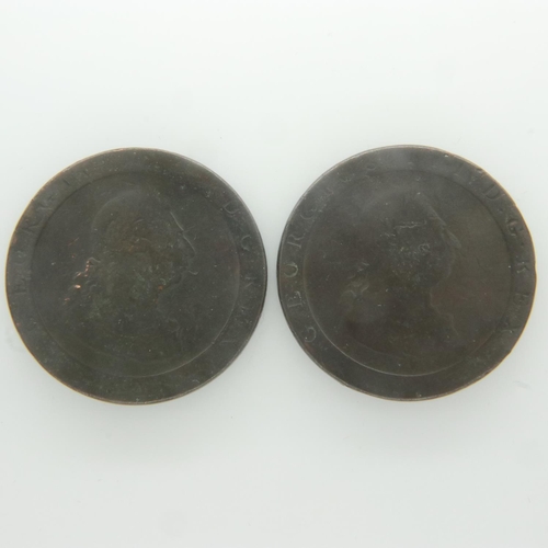 2115A - Two Georgian Cartwheel pennies - F grade. UK P&P Group 0 (£6+VAT for the first lot and £1+VAT for su... 