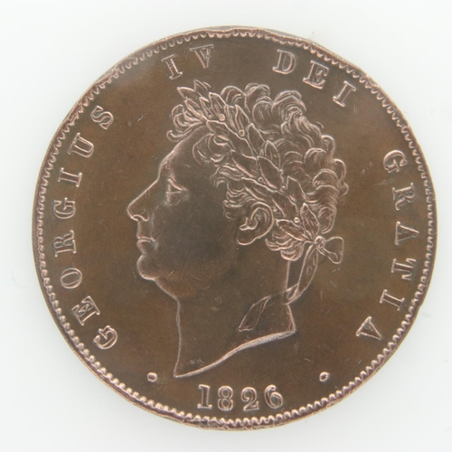 2116A - 1826 halfpenny of George IV - EF grade with EK 6 oclock. UK P&P Group 0 (£6+VAT for the first lot an... 