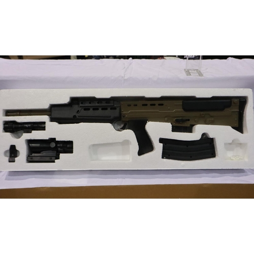 2068 - New old stock spring powered 6mm BB rifle in black/green (L85 A1 style), boxed. UK P&P Group 3 (£30+... 